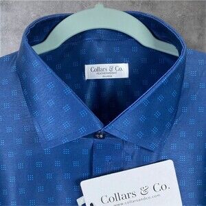 Collars & Co Polo Shirt Mens 2XL Relaxed Navy Blue Oracle Dress Collar Golf NWT